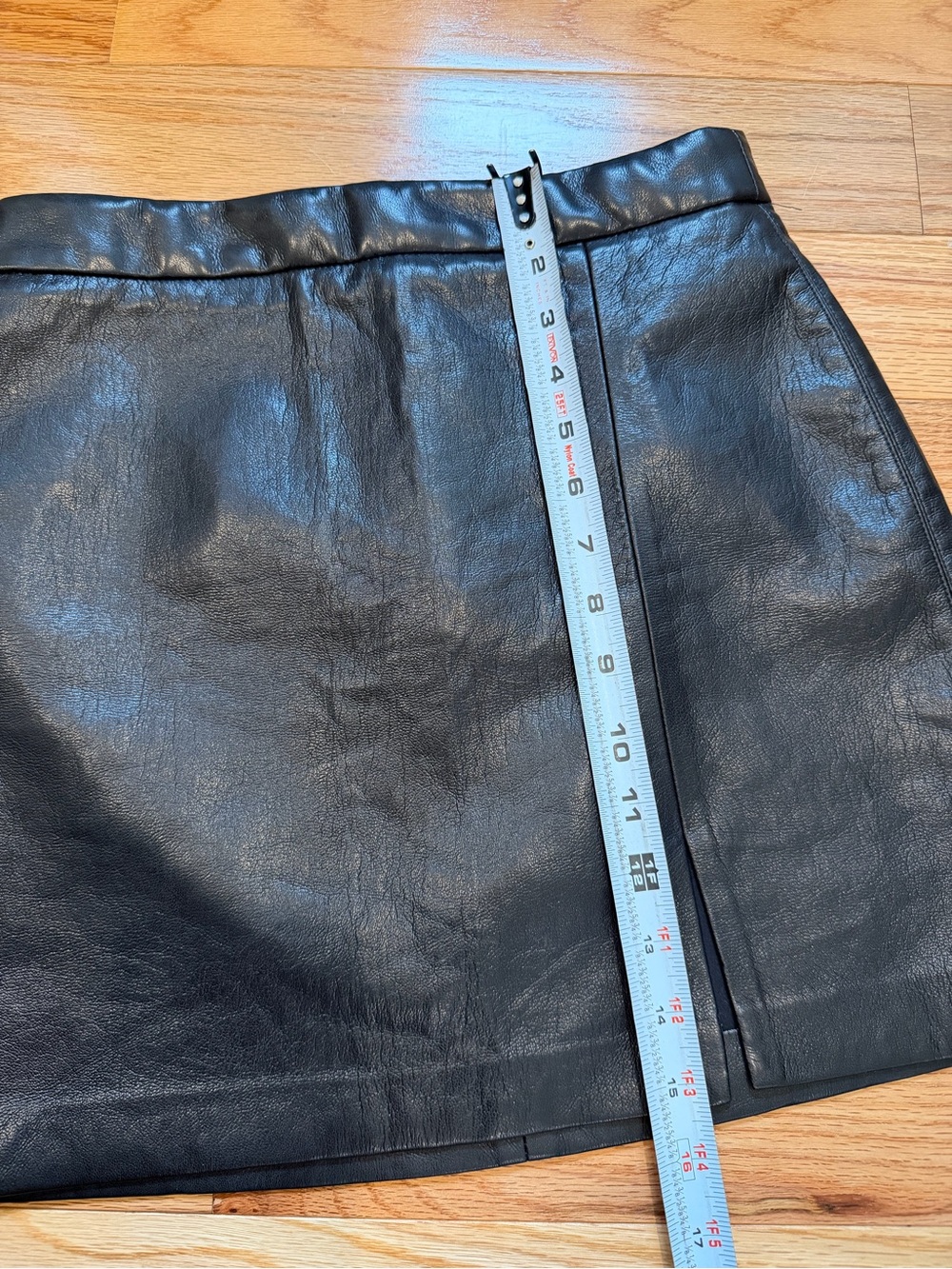 Aritzia Wilfred Patio Skirt Black Faux Leather Mini with Side Slit - Picture 7 of 7